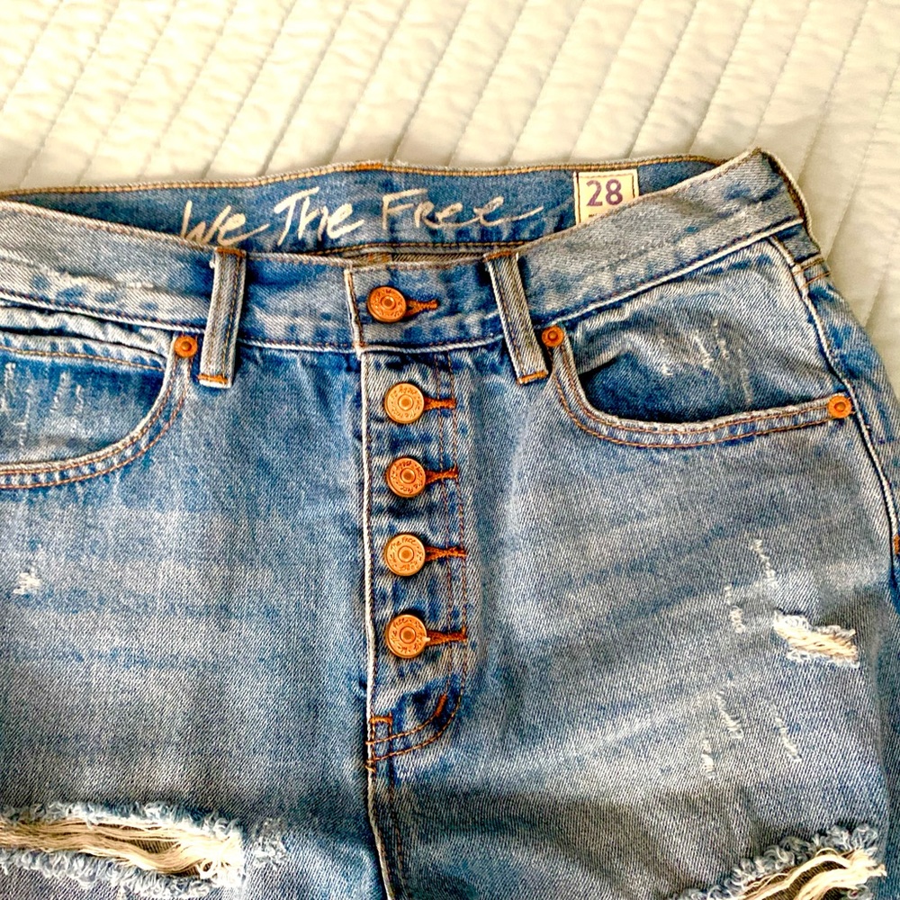 We the Free Blossom Rigid Distressed Jeans Sz 28 - Picture 5 of 10